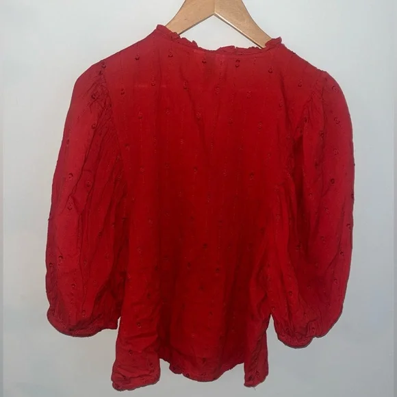 Women's Red peasant top - Picture 5 of 6